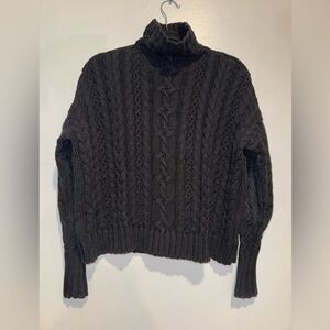 Ralph Lauren Black Turtleneck Cableknit Sweater